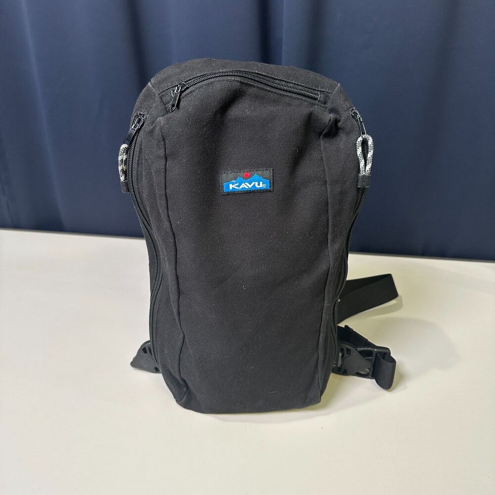 KAVU Switch Slinger Black Canvas Rope Crossbody Sling Bag Ambidextrous